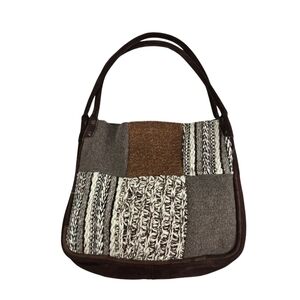 Vtg Cache wool patchwork mixed print purse bag italy